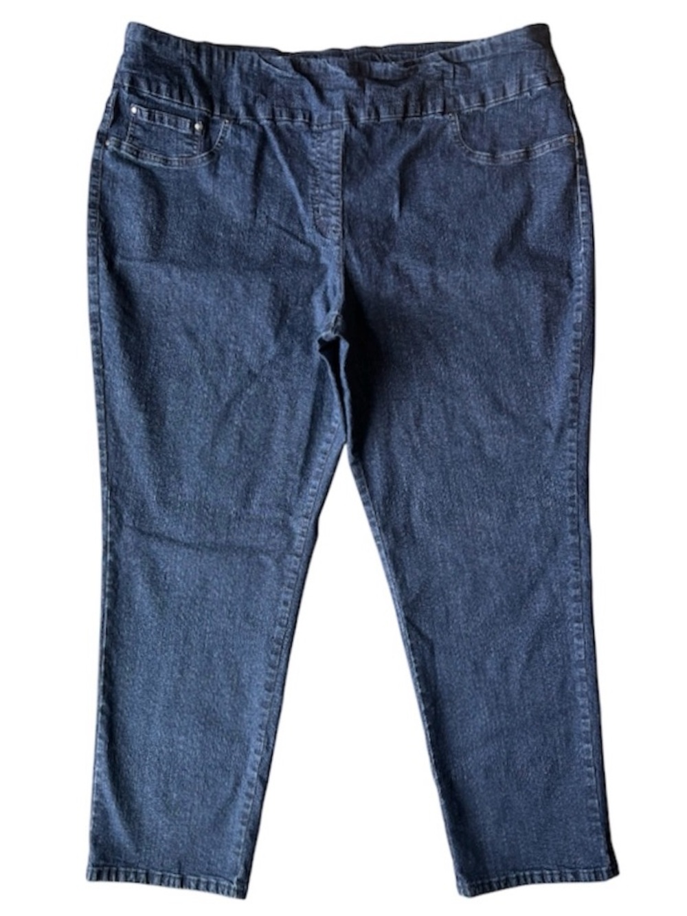 Ruby Rd. Woman Pull-On Dark Wash Denim Jeans Size 24W Stretch Straight Leg